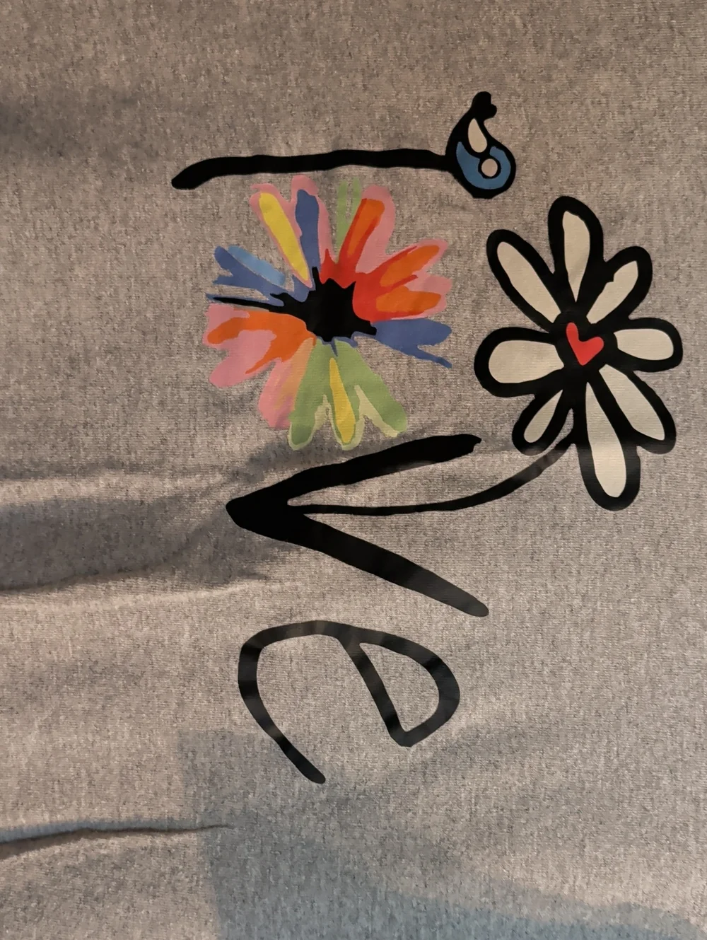 Gray 'Love' Graphic Daisy T-Shirt with Colorful Flower - Picture 2 of 2